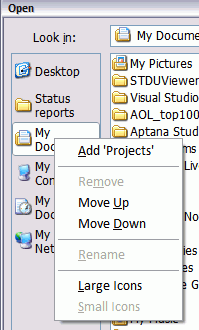 Quick access to the necessary folders from standard Windows dialogs