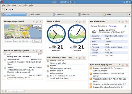 Spicebird is a symbiosis of mail, PIM, IM and gadgets