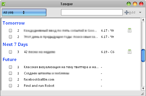 Tasque interface for Windows