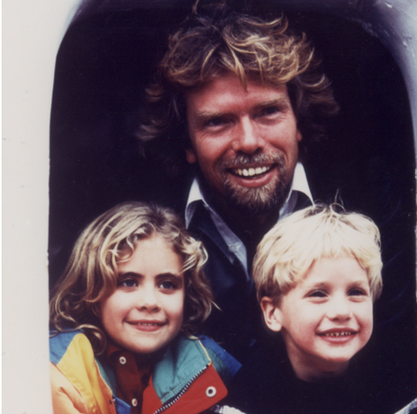 Richard Branson with his children Holly and Sam