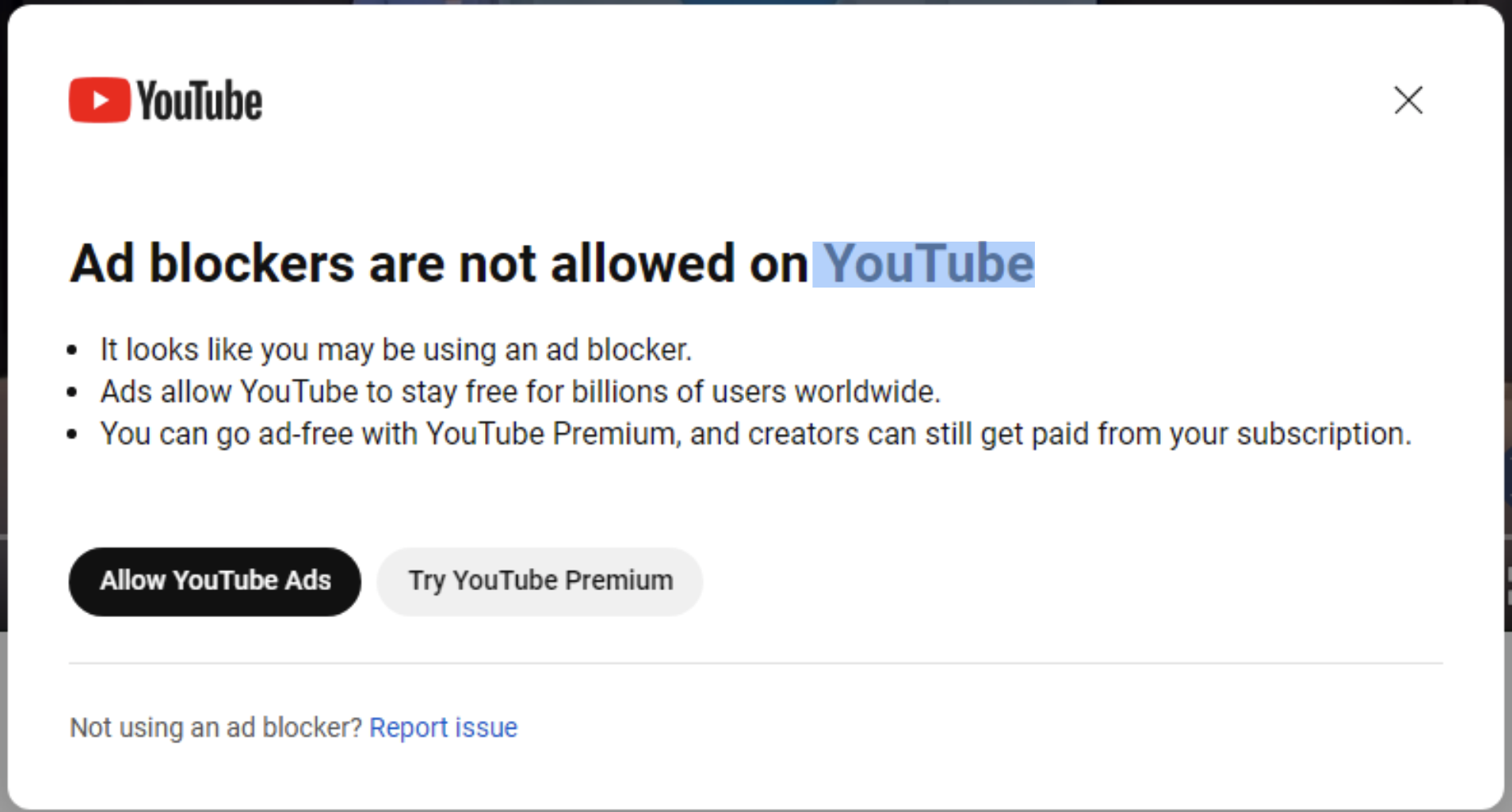 YouTube Tests Ad Blocker Ban